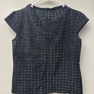 Ann Taylor Black Short Sleeve Houndstooth Pattern Top Size XS